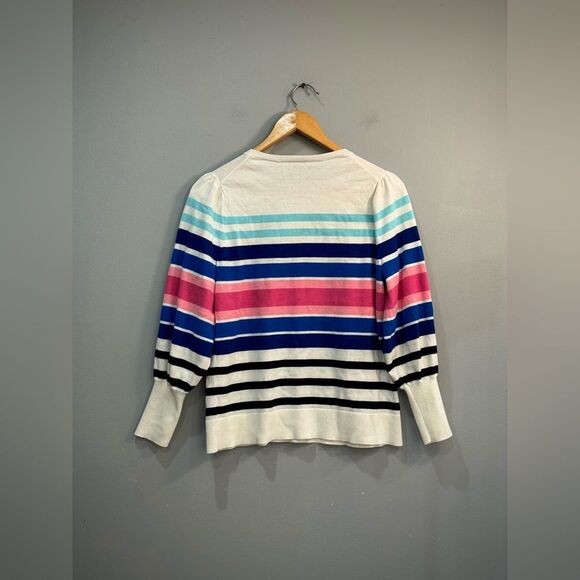 Ivory Talbots Colorful Stripe Crewneck Sweater Size LP EUC - Picture 5 of 6